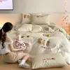100% Algodão-100S Cenoura Coelho Classe A 100% Algodão de Fibra Longa Conjunto de Roupa de Cama Infantil de Quatro Peças, Conjunto de Três Peças com Capa de Edredom e Lençol com Elástico 100% Algodão