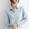 Estilo Novo Primavera 2026 Elegante Versátil Camisa Cardigan Roupa Profissional Cor Sólida Solto Branco Camisa Top para Mulheres
