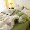 Explosões ao vivo fio de algodão de camada dupla linho algodão lavável conjunto de quatro peças novo primavera e verão ins pequeno fresco conjunto de quatro peças Atacado
