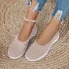 Sapatos para Mulheres 2025 Verão Novo Estilo Boca Rasa Slip-On Respirável Tamanho Grande Sapatos Casuais Transfronteiriços Solado Macio Sapatos de Mãe