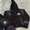 Aliexpress Comércio Exterior Estilo Retro Americano Desgastado Personalizado Moletom com Zíper Calça de Moletom Bordado de Letras Moletom com Capuz Atacado