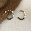 Pendientes Vintage Melard de Piedra Ojo de Tigre Geométrico con Cuentas, Pendientes de Lujo Ligero de Gama Alta, Accesorios para Orejas de Moda y Únicos de Nicho para Mujeres