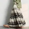 Saia midi boêmia de duas camadas para o dia a dia, nova para primavera e verão, saia estampada em camadas de estilo exótico e moderno para mulheres
