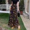Falda larga floral retro estilo francés para mujer, verano, cintura alta, adelgazante, sexy, bodycon, color amarillo
