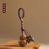 Chaveiro de carro com pingente de cabaça oca de sândalo verde, ano do coelho animal, pingente de sachet masculino feminino