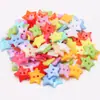 Bolsa Colorida Mista de Materiais Artesanais DIY para Crianças Botões para Suéter Camisa Estrela de Cinco Pontas Flor Plástico Botões de Dois Furos
