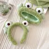 Diadema de felpa Ojos de Rana Verdes mascarilla facial femenina diadema especial corazón de niña caricatura diadema divertida