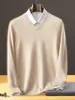 ¡Comercio Exterior! Suéter de Cachemir Peinado de Manga Larga con Cuello en V para Hombre, Capa Base Suministrada por el Cliente, Suéter de Lana, Tejido de Punto, Invierno