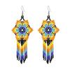 Pendientes de cuentas de estilo bohemio europeo y americano color tejido a mano borla larga pendientes de cuentas Miyuki venta al por mayor