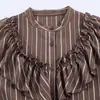Camisa Decorativa a Rayas de Manga Larga de Cuello Alto Elegante para Mujer, Nueva Moda Europea y Americana Transfronteriza 2026 2137693