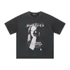 Erd Melancolia Rico Vintage Lavado Estampa Rachada Quadrinhos Waffle Unissex Manga Longa Camiseta Camada Base Tendência