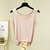 Colete feminino de modal liso para o verão com gola U, peça íntima simples sem mangas, regata justa, blusa de base fina plus size