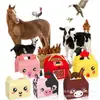 KZ036 Fazenda Amazon Animais de Fazenda Vaca Ovelha Porco Cavalo Galinha Casa de Campo Festa Presente Caixa 3D de Papelão Branco Portátil