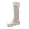 Botas de Caña Alta 2026 Plus de Algodón Botas Largas Peludas Estilo Coreano para Mujer Nueva Superficie de Cuero Forro de Algodón Botas de Nieve Invierno Plegables