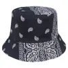 Nuevo Sombrero de Pescador con Costuras de Color Mixto Estampado de Anacardo Transfronterizo Europeo y Americano Amazon Sombrero de Sol Protección Solar Sombrero de Cuenca para Hombres y Mujeres Primavera y Verano
