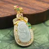 Piedra de Jade Birmano Natural Grado A Colgante Ruyi Agua Azul Artículo de Diversidad 9027