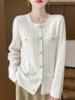 Cardigan Fragrante de Lã 100% Pura com Quatro Bolsos para Mulheres, Novo Estilo Outono e Inverno, Elegante Peça de Tricô Externa, Top Emagrecedor, Moderno