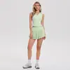 Traje Deportivo Transfronterizo para Mujer, Camiseta sin Mangas, Top de Golf, Chaleco, Falda de Tenis con Plumas, Conjunto de Dos Piezas para Correr y Fitness