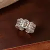 Anillo Abierto de Encaje Redondo con Circonita Brillante, Anillo Versátil de Gama Alta de Nicho, Joyería de Moda Francesa Exquisita para Mujeres