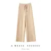 26 Outono Inverno Calça de Caxemira Wide Leg Feminina Calça Reta Solta Outerwear Calça de Tricô Quente Casual Calça de Caxemira de Cintura Alta