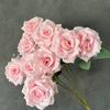 Flor Artificial Estilo Europeo Ramo de Rosas Diamante de 9 Cabezas Flor de Mango Pequeño Adornos de Pared de Fondo para Sala de Estar Accesorios Decorativos Flor Flor Falsa