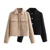 Ropa de Mujer de Exportación Transfronteriza Otoño e Invierno 2025 Estilo Europeo y Americano Manga Larga Solapa Bolsillo con Solapa Pantalones Chaqueta Decorativa Chaqueta para Mujer M561266