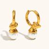 Aretes Europeos y Americanos Transfronterizos de Corazón Anudado con Perlas Acero Inoxidable Chapado en Oro de 18K Estilo Francés Retro Aretes de Alta Gama