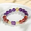 Pulseira de Cinco Mantras de Ametista para Mulheres, Estilo Chinês, Joia com Contas de Flor de Ágata Roxa Lavanda Vermelha