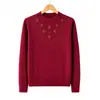 Moderna y elegante blusa de invierno gruesa y cálida de cuello medio para madres, suéter cálido versátil todo en uno de forro polar para mujeres de mediana edad y mayores
