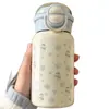 Lleno de encanto femenino~ Linda taza térmica de acero inoxidable 316 con patrón de estrellas y pajita, botella de agua elegante y portátil para niñas