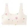 Sujetador tipo chaleco sin costuras de verano, estilo fino, estampado, con tirantes anchos, sin varillas, sujetador cómodo para niñas jóvenes