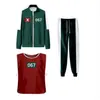 Ropa Deportiva para Niños Otoño Cuello Alto Cremallera Sudadera Verde Oscuro Conjunto de Tres Piezas X-O Chaleco Nuevo