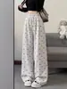 Calça macia com laço para mulheres 2026 nova primavera e outono cintura alta petite casual solta estilo boyfriend calça pantalona