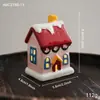 Novo ornamento de lareira de cerâmica de Natal com janela e guirlanda para casa, decoração de atmosfera natalina para janela e mesa