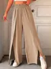 Europeo y Americano 2025 Primavera y Verano Nuevo Elegante Amazon Suelto Cintura Alta Plisado Pantalón de Pierna Ancha Ropa de Mujer