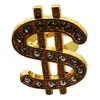 Joia Cruzada Europeia e Americana Anel Aberto Ajustável de Dólar com Diamantes Acessórios da Moda Hip-Hop Anel Masculino