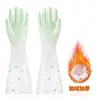 Guantes domésticos para lavar platos más terciopelo impermeables de goma para limpieza de cocina ropa para lavar platos goma látex domésticos extendidos