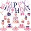 Toppers para pasteles temáticos de chicas mágicas de gran venta transfronteriza, banderines de feliz cumpleaños para seres queridos, pancartas con letras y decoraciones al por mayor