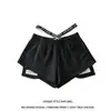 Estilo de chica calurosa de verano cintura elástica etiquetado cintura ajustada pierna ancha holgada pantalones cortos casuales calientes piernas largas pantalones cortos de cintura alta para mujer