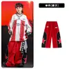 Ropa de Street Dance para Niños Ropa Fresca y Moderna Rayas Rojas 03 Ropa de Presentación Conjunto para Niños hiphop Ropa de Presentación para Niñas
