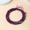 Grado 5A Amatista Natural Cuentas Sueltas Accesorios Largos para Joyería Fabricante de Cuentas Redondas Venta al por Mayor Cuentas de Amatista de Grado en Hilo Largo