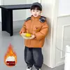 Chaqueta de Algodón a Cuadros con Forro Polar para Niños en Invierno, Estilo Coreano, Abrigo de Algodón Grueso y Moderno para Niños, Chaqueta Acolchada de Algodón para Niños Pequeños y Medianos