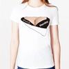 Moda de Verano para Mujer de Comercio Exterior Europeo y Americano Camiseta con Estampado Digital de Desgarro de Pecho Divertida Distintiva