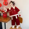 Ropa de Felicitación de Año Nuevo para Niñas Traje Forrado de Polar Invierno 2025 Nuevo Bebé Nuevo Estilo Chinoiserie Ropa de Invierno Ropa Festiva de Año Nuevo