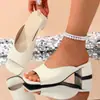 Sandalias Elegantes de Tacón Alto Estilo Francés, Antideslizantes, de Moda, Talla Grande, Cómodas, para Mujer, Pantuflas sin Cordones para Mujer, para Usar al Aire Libre en Verano, Versátiles