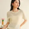 Nueva Camiseta de Verano de Nicho para Mujer, Algodón Puro, Cuello Redondo, Manga Corta, Tejido de Punto Trenzado, Adelgazante, Absorbente de Sudor, Transpirable, Holgada, Sencilla
