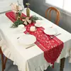 Nuevas Decoraciones Navideñas Camino de Mesa Tejido de Punto Tejido de Urdimbre Mesa de Comedor Retro Camino de Mesa de Encaje Navideño Mesa de Café Camino de Mesa con Borlas