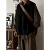 Chaleco Suéter de Punto Casual Holgado con Cuello en V para Hombre Otoño/Invierno Japonés Color Sólido Retro Unisex Chaleco para Pareja Hombres Mujeres