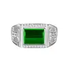 Anillo de Calcedonia Verde Dominante Simple y Extraordinario, Noble y Elegante Incrustado con Ágata Verde, Jade Verde y Jaspe Anillo para Hombre Venta al por Mayor