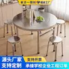 Mesa Plegable de Acero Inoxidable para Restaurante, Puesto de Comida al Aire Libre, Uso en Casa, Mesa Redonda Giratoria Portátil, Mesa Plegable Gruesa de Acero Inoxidable